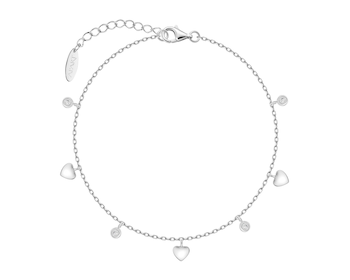 Bransoletka srebrna z cyrkoniami - serca