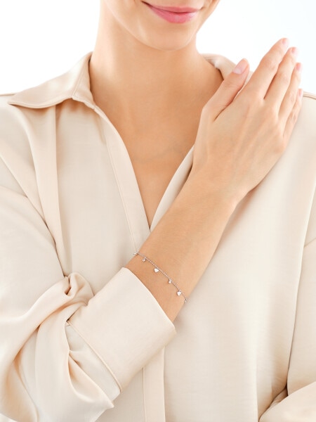 Stříbrný náramek se zirkony - srdce