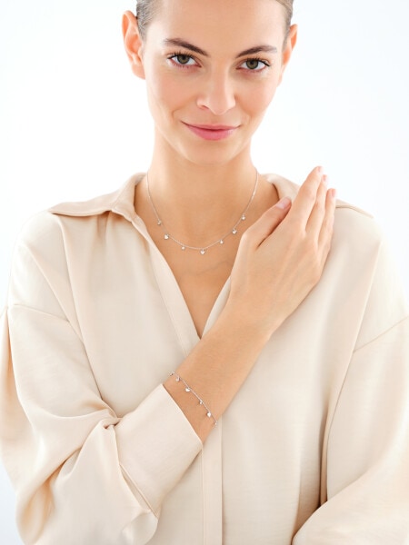 Stříbrný náramek se zirkony - srdce