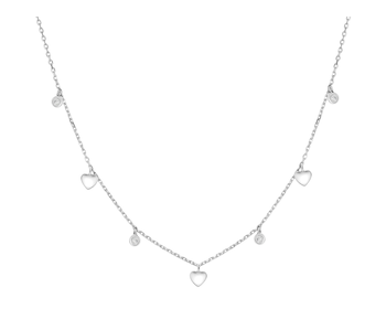 Naszyjnik srebrny z cyrkoniami - serca