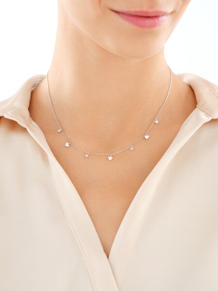 Stříbrný náhrdelník se zirkony - srdce