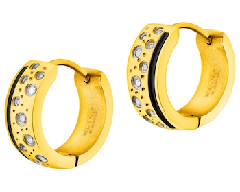 Kolczyki ze stali szlachetnej z cyrkoniami i emalią - koło