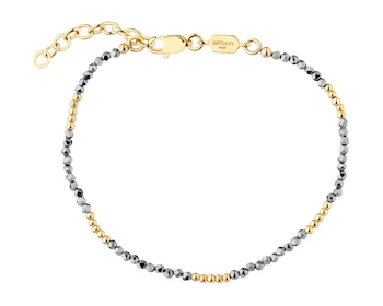 Bransoletka z mosiądzu pozłacana z hematytami