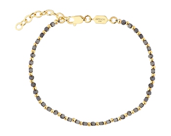 Bransoletka z mosiądzu pozłacana z hematytami