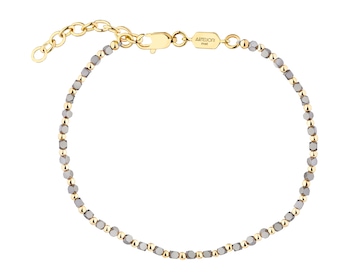 Bransoletka z mosiądzu pozłacana z hematytami