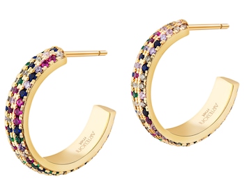 Kolczyki z mosiądzu pozłacane z cyrkoniami - koła