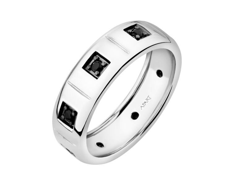 Obrączka srebrna ze spinelami syntetycznymi