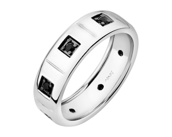 Obrączka srebrna ze spinelami syntetycznymi