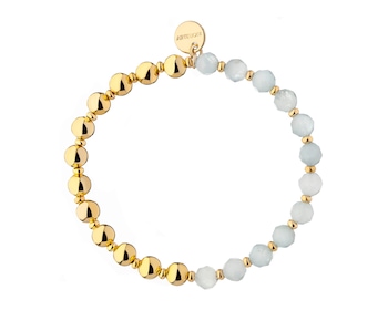 Bransoletka z mosiądzu pozłacana z akwamarynami