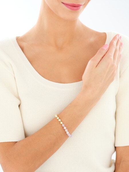 Bransoletka z mosiądzu pozłacana z ametystami