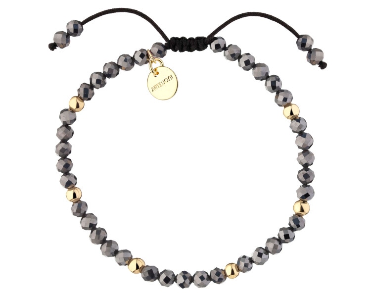 Bransoletka z mosiądzu pozłacana z kamieniami jubilerskimi