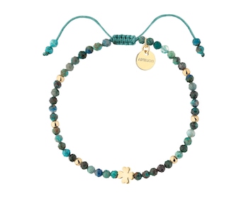 Bransoletka z mosiądzu pozłacana z turkusami - koniczyna