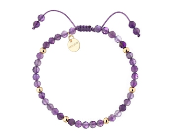 Bransoletka z mosiądzu pozłacana z ametystami