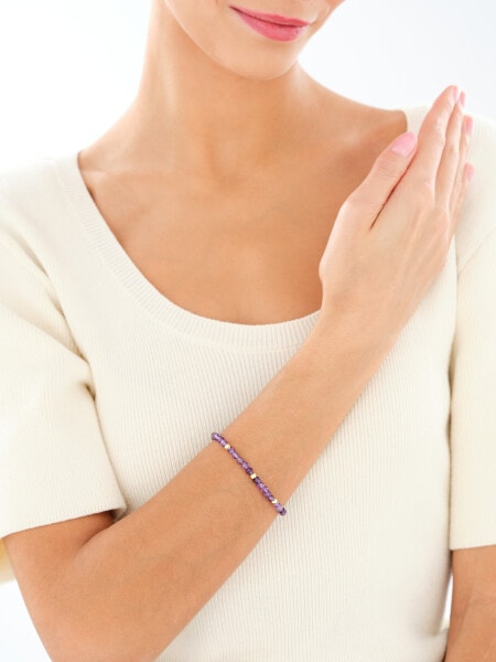 Bransoletka z mosiądzu pozłacana z ametystami