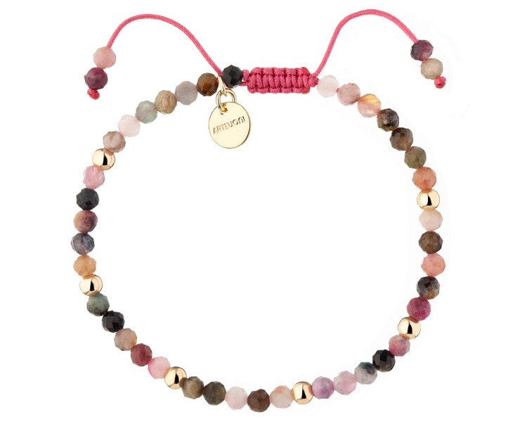 Bransoletka z mosiądzu pozłacana z turmalinami