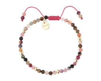 Bransoletka z mosiądzu pozłacana z turmalinami