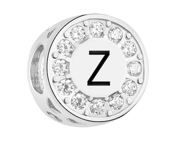 Zawieszka srebrna beads dla dziecka z emalią - serce, litera Z
