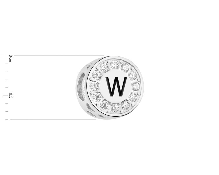 Rhodium Plated Silver Beads For Kids Pendant with Cubic Zirconia