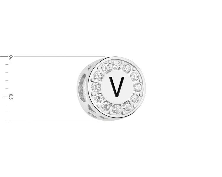 Rhodium Plated Silver Beads For Kids Pendant with Cubic Zirconia