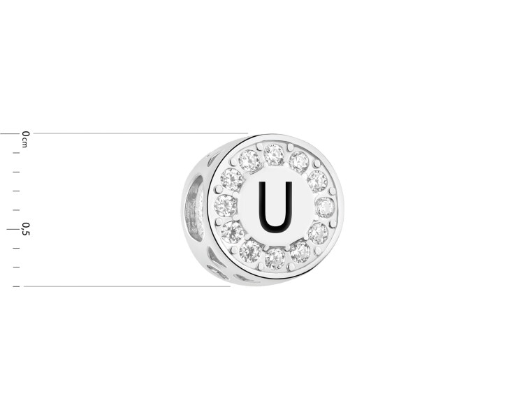 Rhodium Plated Silver Beads For Kids Pendant with Cubic Zirconia