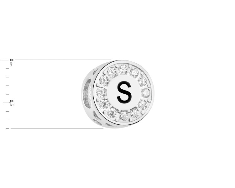 Rhodium Plated Silver Beads For Kids Pendant with Cubic Zirconia