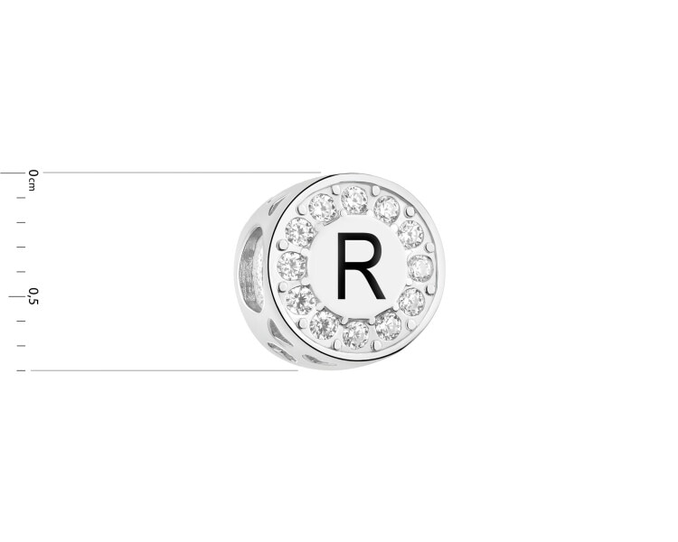 Rhodium Plated Silver Beads For Kids Pendant with Cubic Zirconia