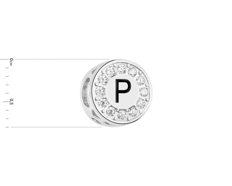 Rhodium Plated Silver Beads For Kids Pendant with Cubic Zirconia