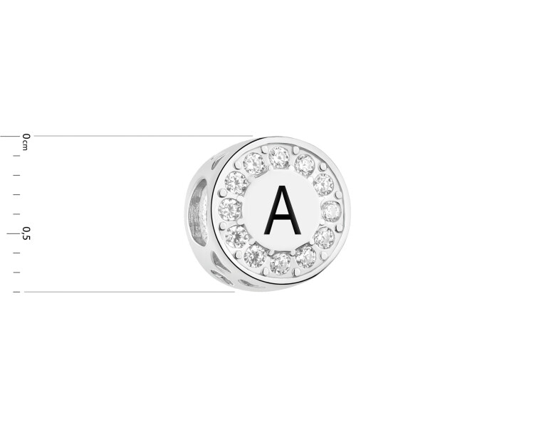 Rhodium Plated Silver Beads For Kids Pendant with Cubic Zirconia