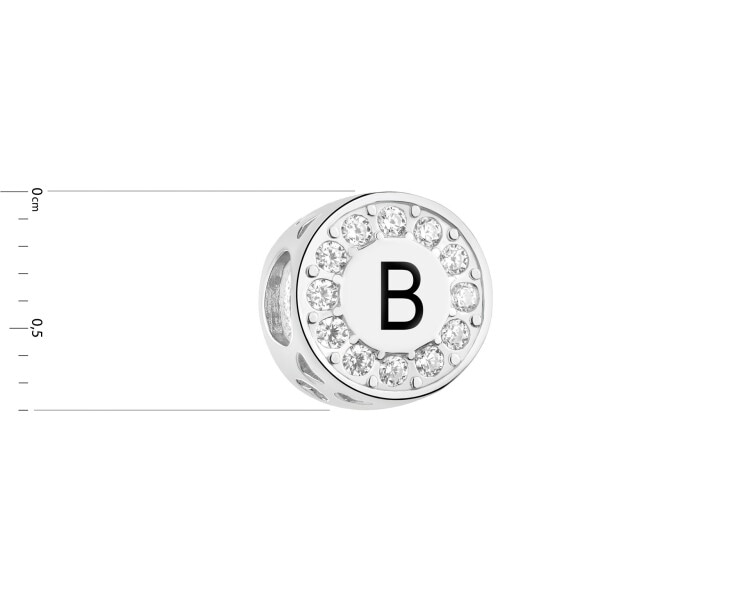 Rhodium Plated Silver Beads For Kids Pendant with Cubic Zirconia