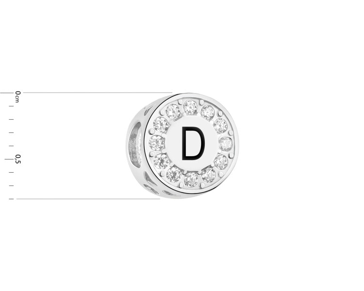 Rhodium Plated Silver Beads For Kids Pendant with Cubic Zirconia