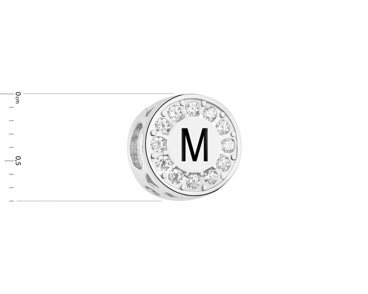 Rhodium Plated Silver Beads For Kids Pendant with Cubic Zirconia