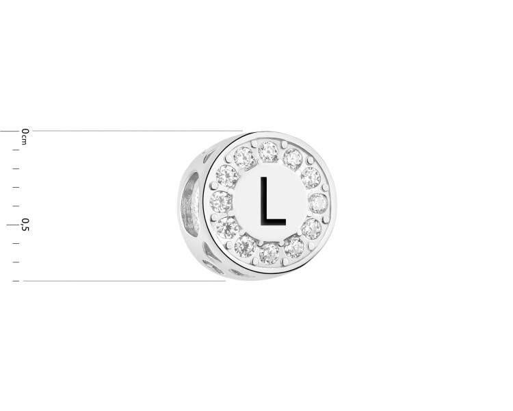 Rhodium Plated Silver Beads For Kids Pendant with Cubic Zirconia