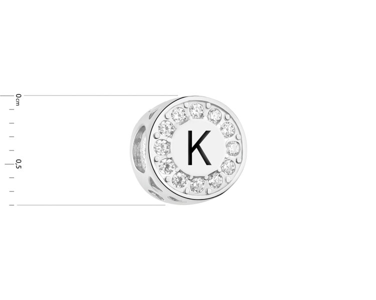 Rhodium Plated Silver Beads For Kids Pendant with Cubic Zirconia