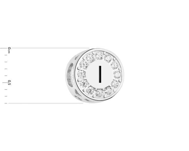 Rhodium Plated Silver Beads For Kids Pendant with Cubic Zirconia