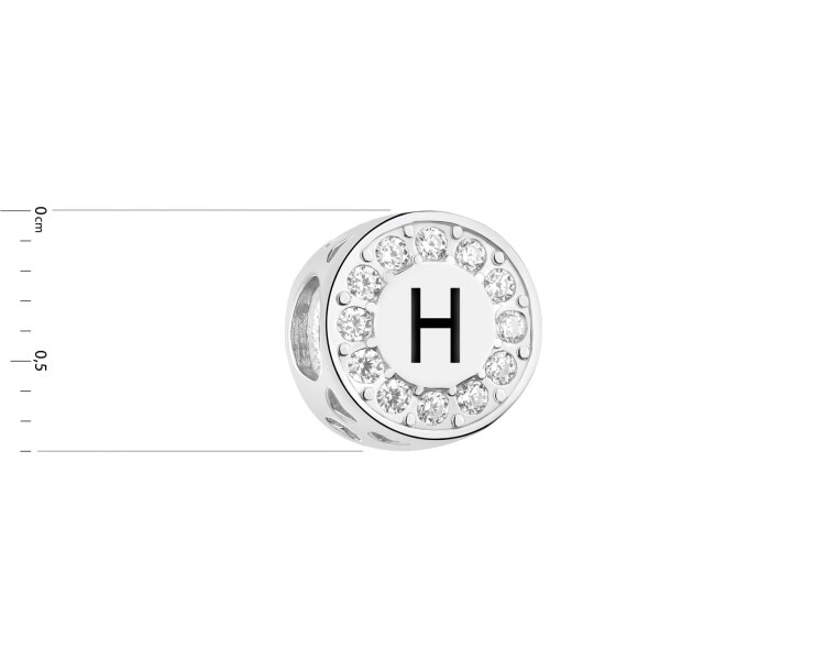 Rhodium Plated Silver Beads For Kids Pendant with Cubic Zirconia