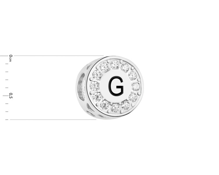 Rhodium Plated Silver Beads For Kids Pendant with Cubic Zirconia