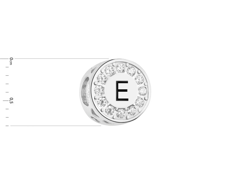 Rhodium Plated Silver Beads For Kids Pendant with Cubic Zirconia