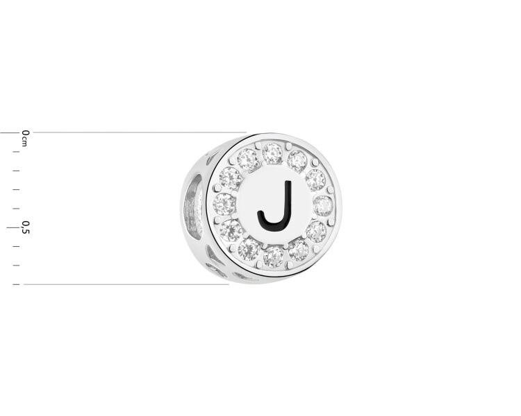 Rhodium Plated Silver Beads For Kids Pendant with Cubic Zirconia