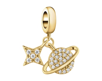 Zawieszka srebrna beads z cyrkoniami - planeta, gwiazda