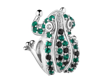 Zawieszka srebrna beads z cyrkoniami - żaba