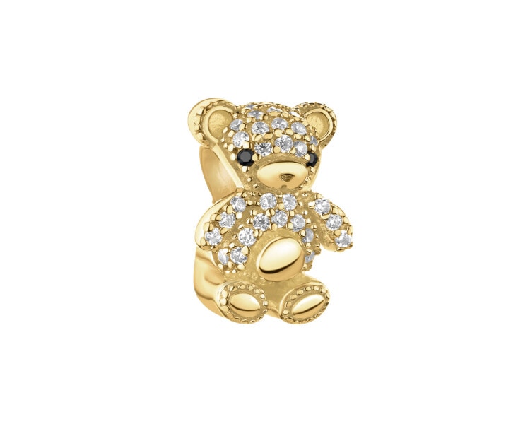 Zawieszka srebrna beads z cyrkoniami - miś