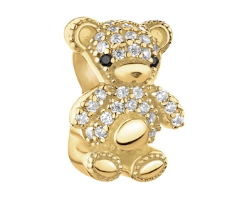 Zawieszka srebrna beads z cyrkoniami - miś