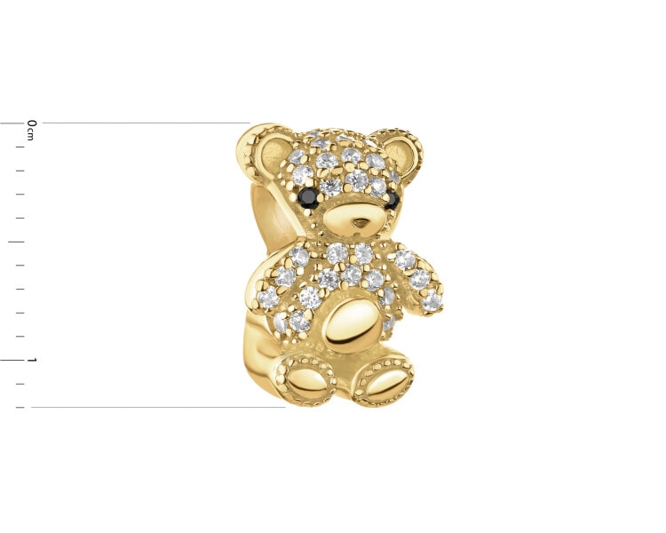 Zawieszka srebrna beads z cyrkoniami - miś