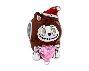 Zawieszka srebrna beads dla dziecka - stoper - maskotka, serce