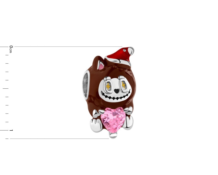 Zawieszka srebrna beads dla dziecka - stoper - maskotka, serce