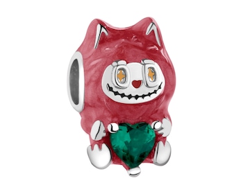 Zawieszka srebrna beads dla dziecka - stoper - maskotka, serce