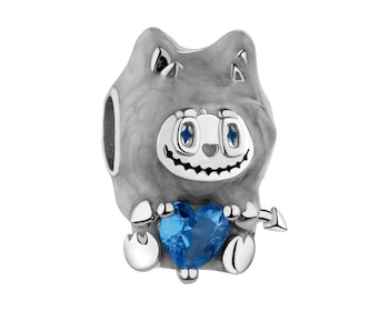 Zawieszka srebrna beads dla dziecka - stoper - maskotka, serce