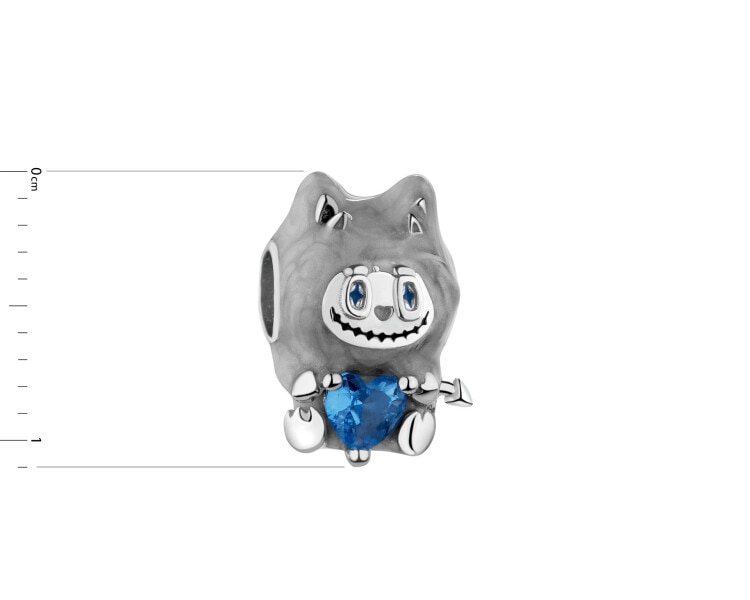 Zawieszka srebrna beads dla dziecka - stoper - maskotka, serce