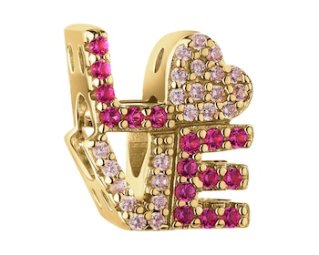 Zawieszka srebrna beads z cyrkoniami - love, serce