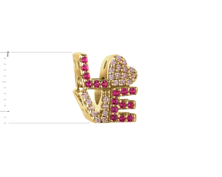 Zawieszka srebrna beads z cyrkoniami - love, serce